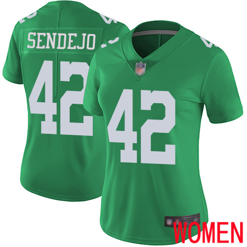 Women Philadelphia Eagles #42 Andrew Sendejo Limited Green Rush Vapor Untouchable NFL Jersey Football->nfl t-shirts->Sports Accessory